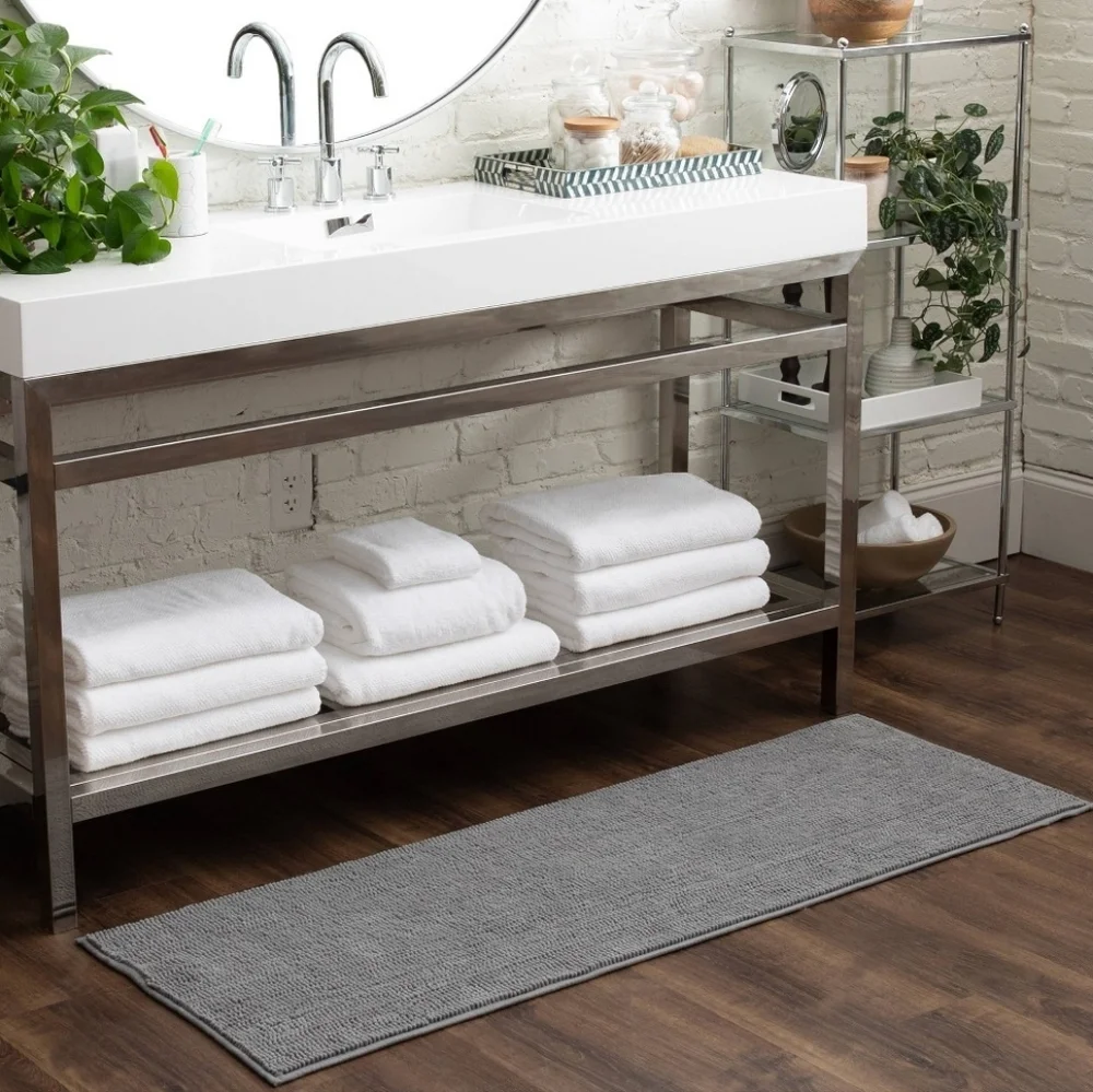 Room Essentials Chenille Bath Runner 20x58 Inch Dark Gray